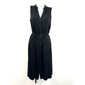 Eileen Fisher Jersey Sleeveless Button Down Black Shirtdress Size XXS NWT